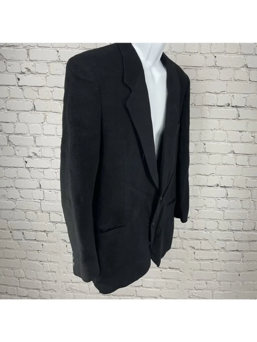 VTG Louis Raphael Black Cashmere Wool Soft 2 Button Blazer Notch Jacket Size 42R